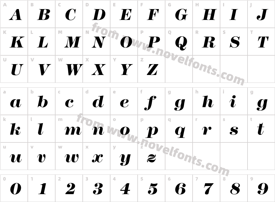 ModernNo216EF-HeavyItalicCharacter Map