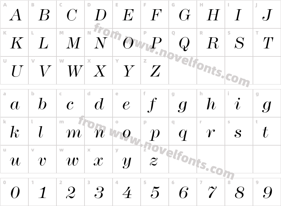 ModernNo216EF-LightItalicCharacter Map