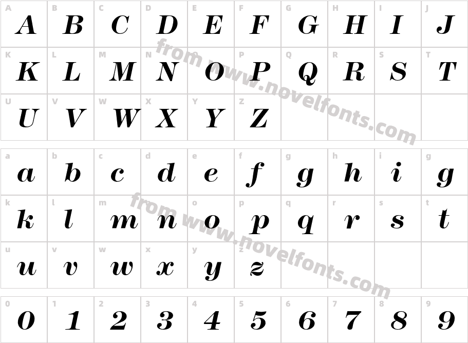 ModernTwoSxtnITCStd-BoldItaCharacter Map