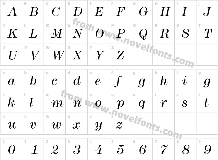 ModernTwoSxtnITCStd-LightItalicCharacter Map