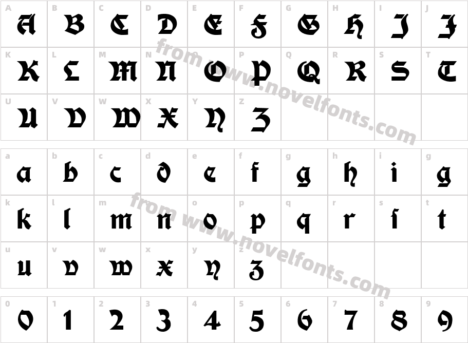 Moderne Fette SchwabacherCharacter Map