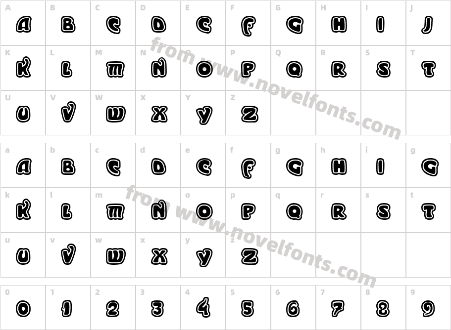 Moderno OutlineCharacter Map