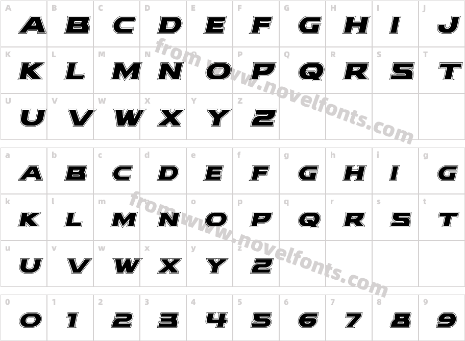 Modi Thorson Academy ItalicCharacter Map