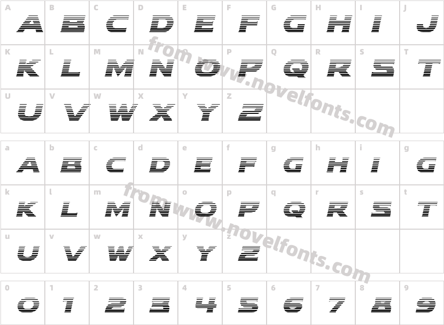 Modi Thorson Gradient ItalicCharacter Map