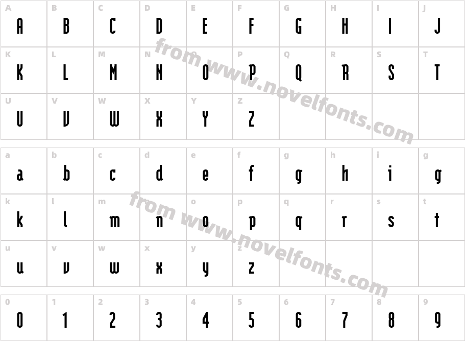 ModulaBlack RegularCharacter Map