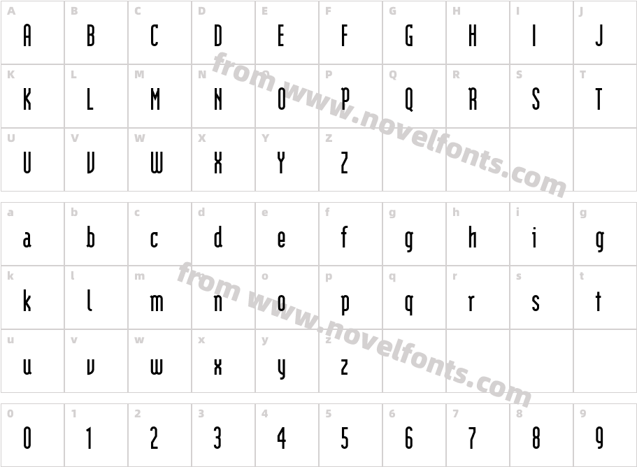 ModulaBoldCharacter Map