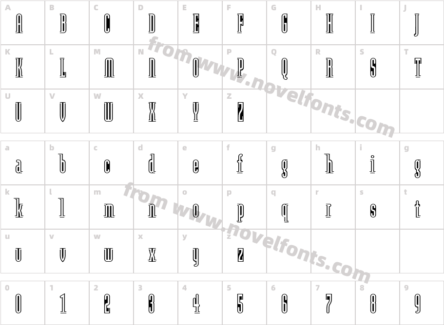 ModulaOutlined RegularCharacter Map