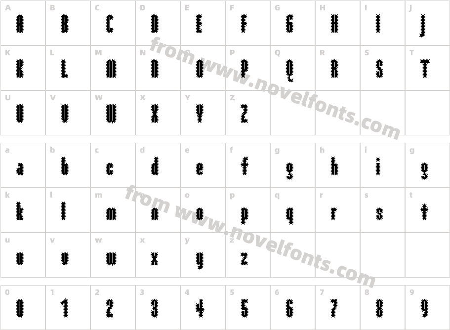 ModulaRibbed RegularCharacter Map