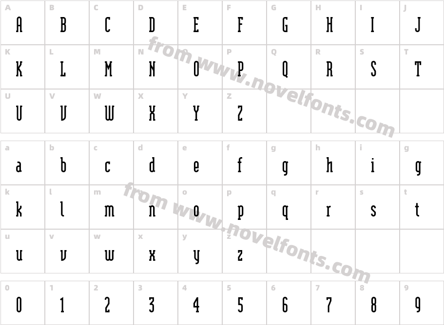 ModulaSerifBoldCharacter Map