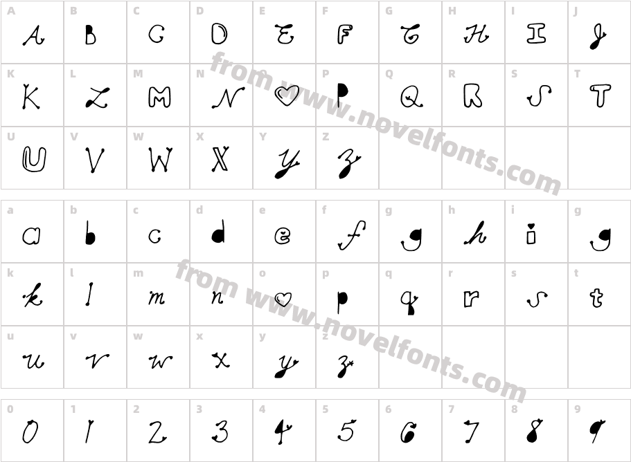 MollyMFontCharacter Map