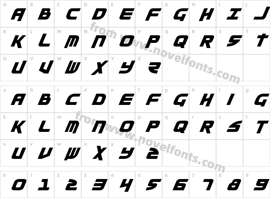 Moltors ItalicCharacter Map