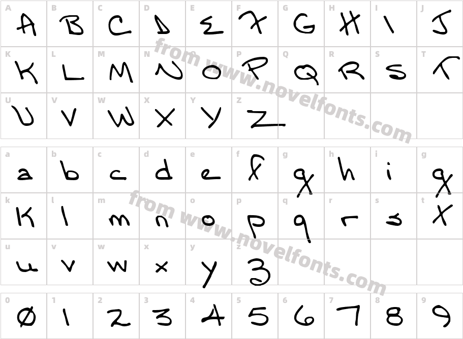 MomsFontYOFFCharacter Map