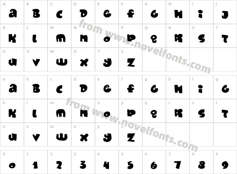 MonafontCharacter Map