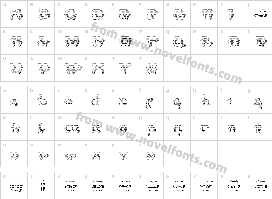 Mondrongo GradientCharacter Map