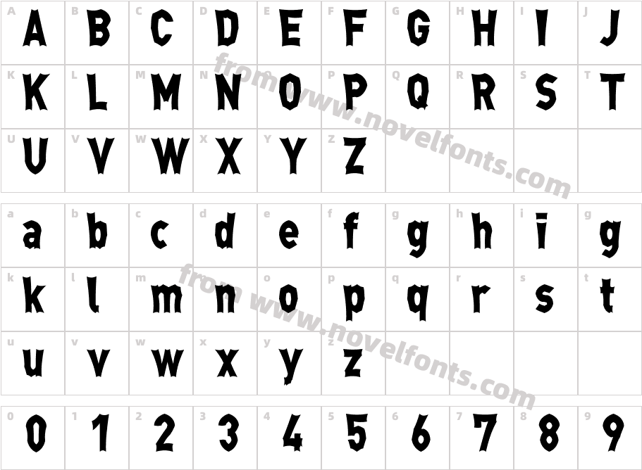 Monga RegularCharacter Map