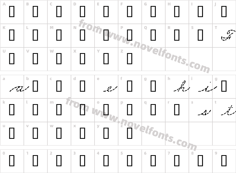 Cursive SampleCharacter Map