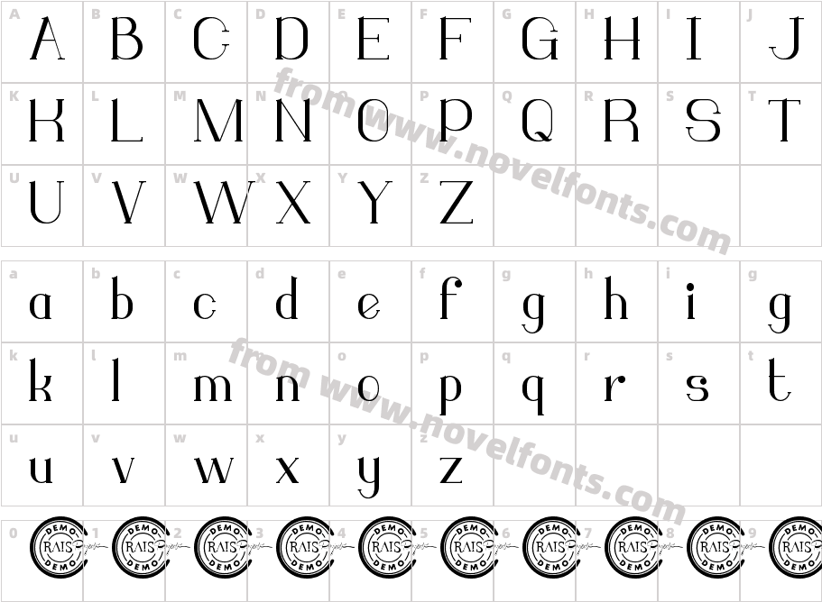 Monodic Demo BoldCharacter Map