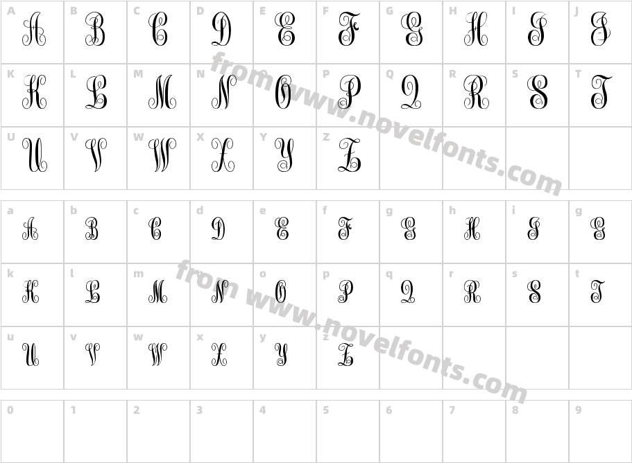 Monogram kk scCharacter Map