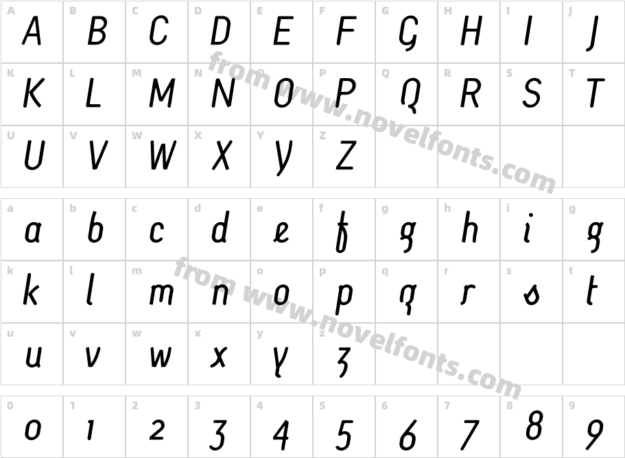 Monolein-KursivCharacter Map