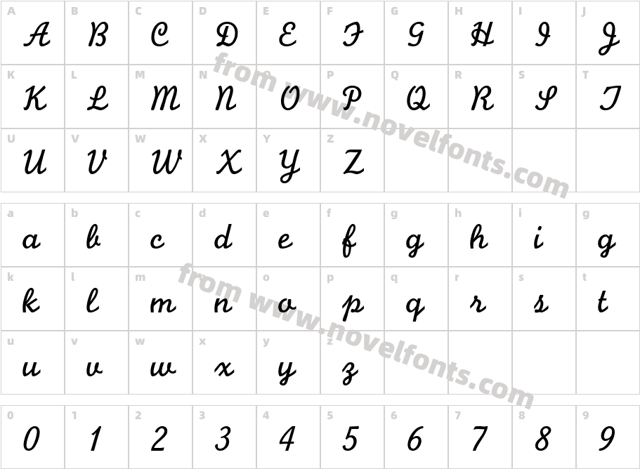 Monoline Script MTCharacter Map