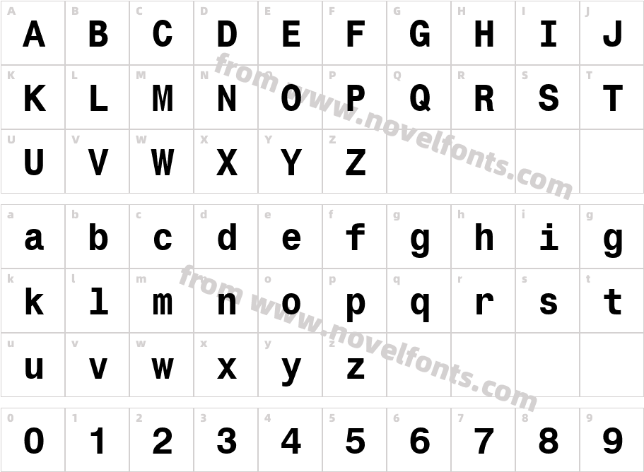 Monospace 821 Bold Win95BTCharacter Map