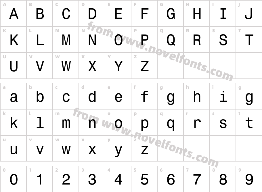 Monospace821BT-RomanCharacter Map