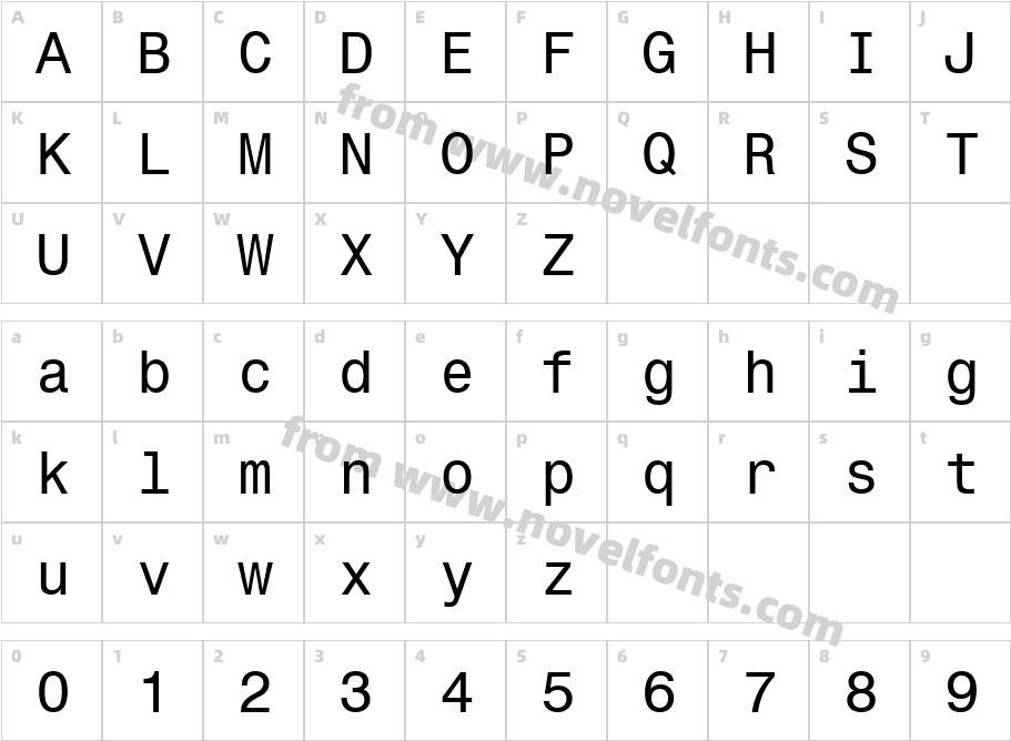 Monospace821BT-RomanCharacter Map