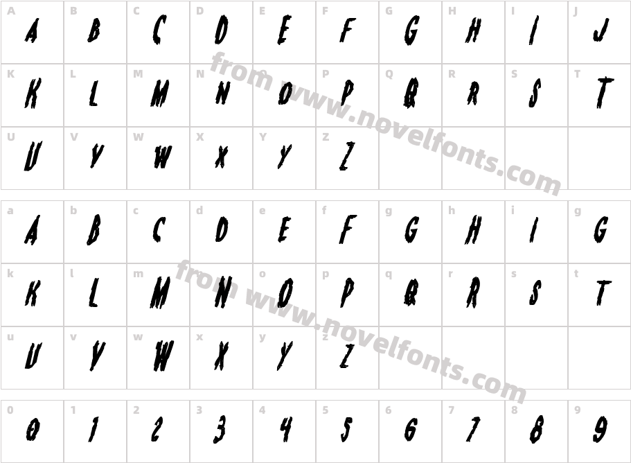 Monsterama Bold ItalicCharacter Map