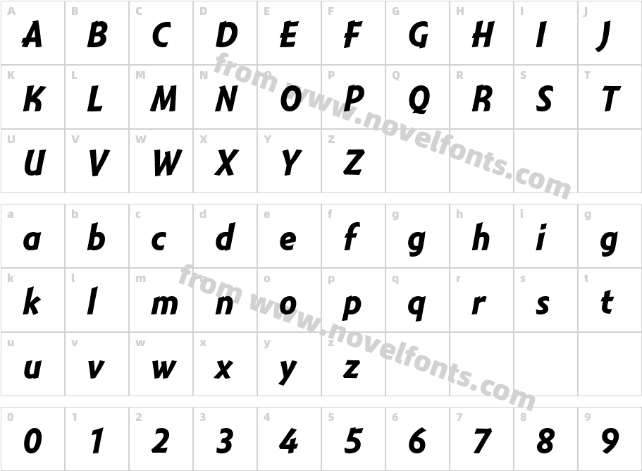 Montara-BoldItalicCharacter Map