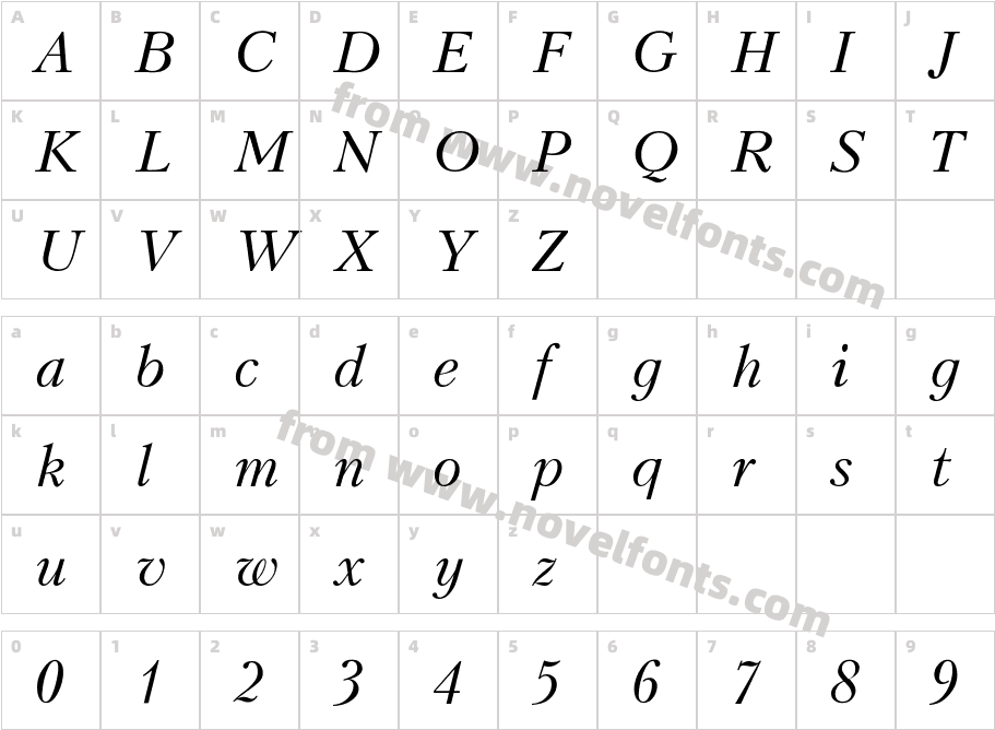 Monteuideo ItalicCharacter Map