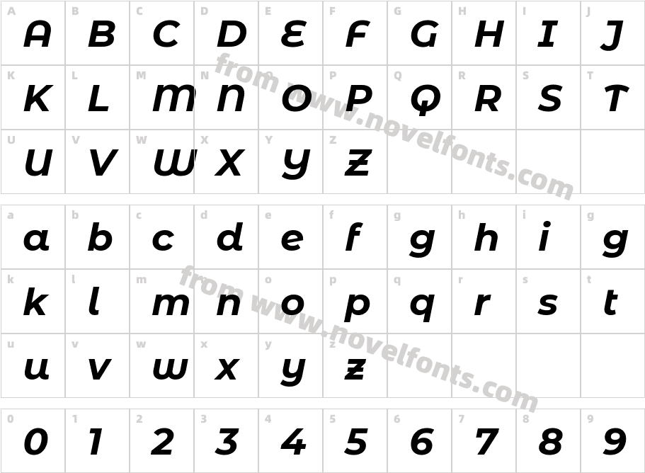 Montserrat Alternates Bold ItalicCharacter Map