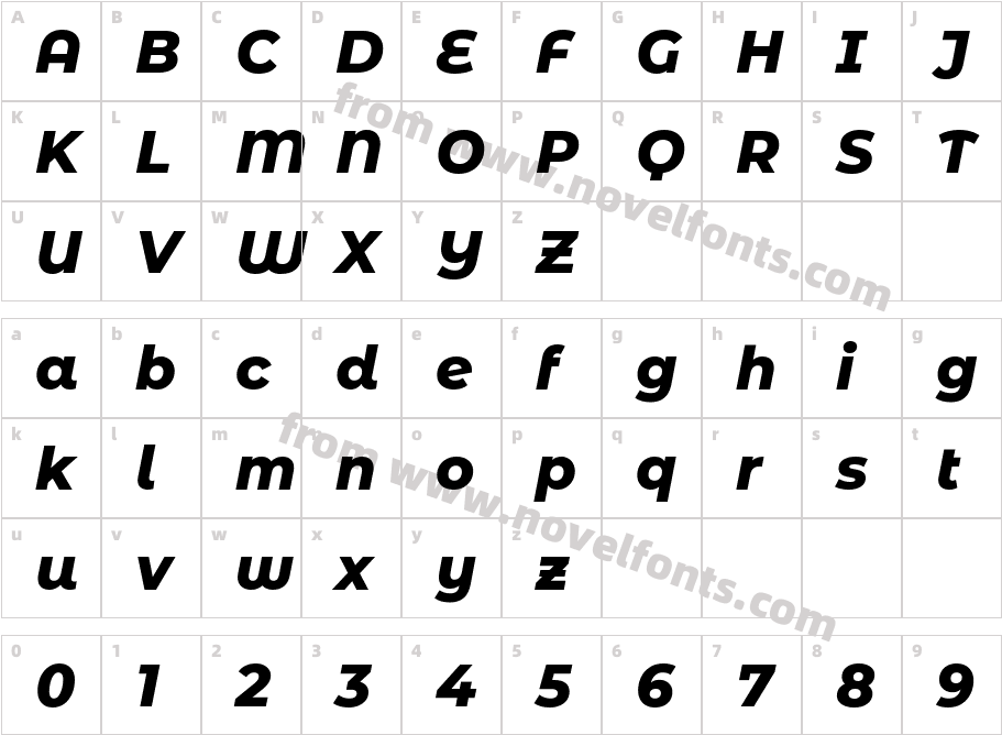 Montserrat Alternates ExtraBold ItalicCharacter Map