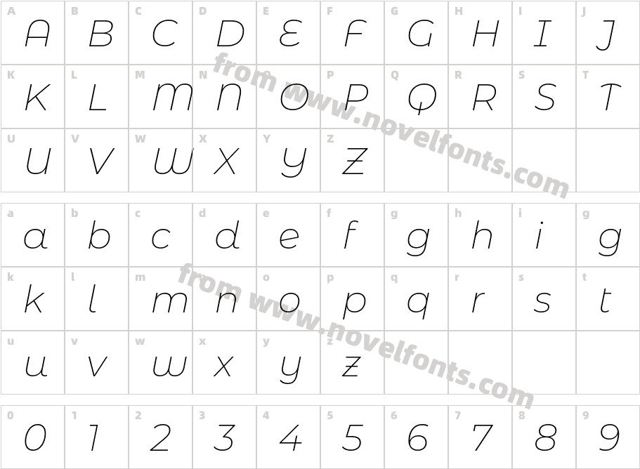 Montserrat Alternates ExtraLight ItalicCharacter Map