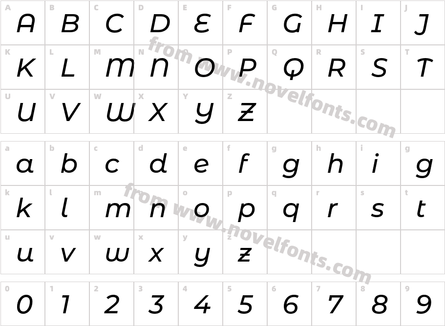 Montserrat Alternates Medium ItalicCharacter Map