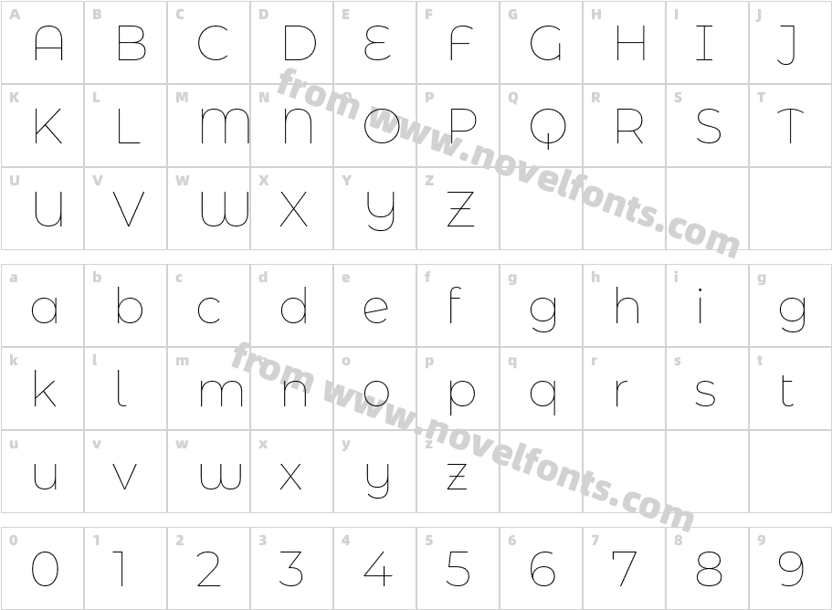 Montserrat Alternates ThinCharacter Map