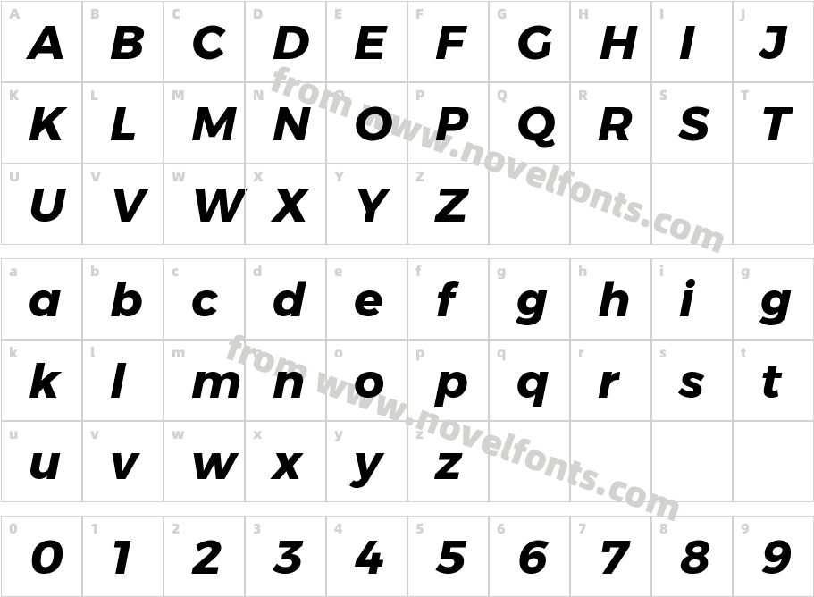 Montserrat Bold ItalicCharacter Map