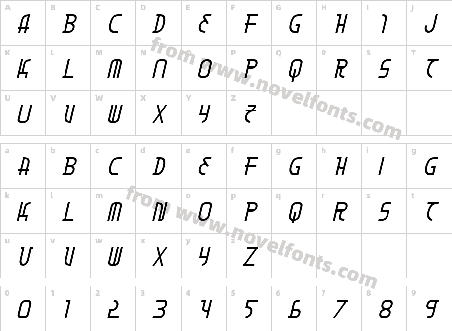 Moon Dart ItalicCharacter Map