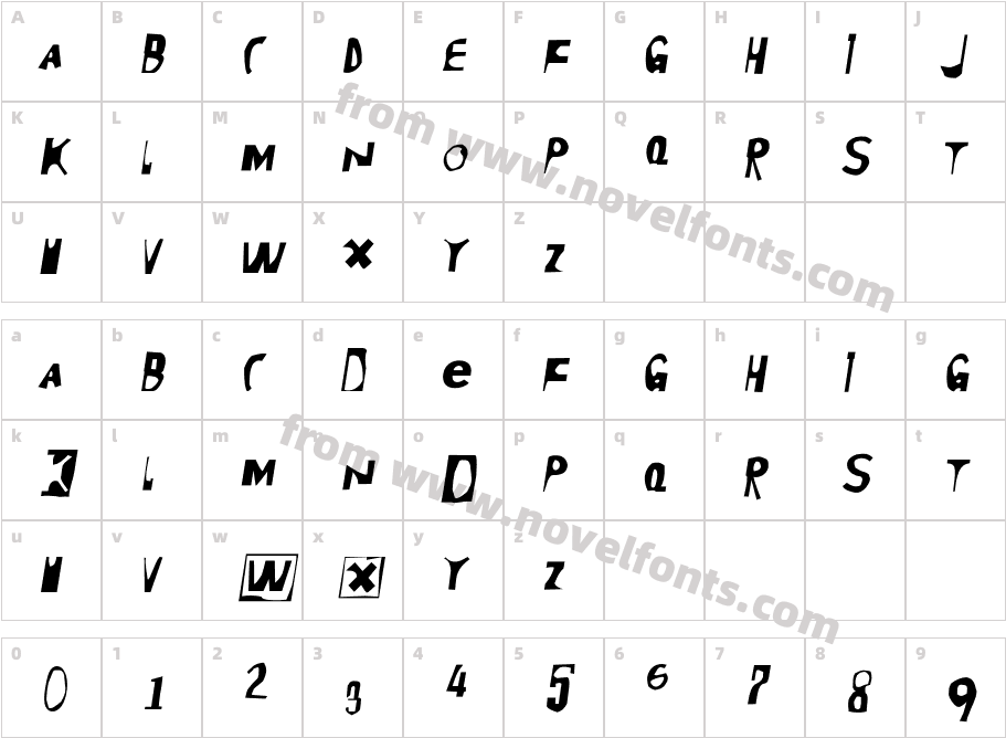 Moore899-ItalicCharacter Map