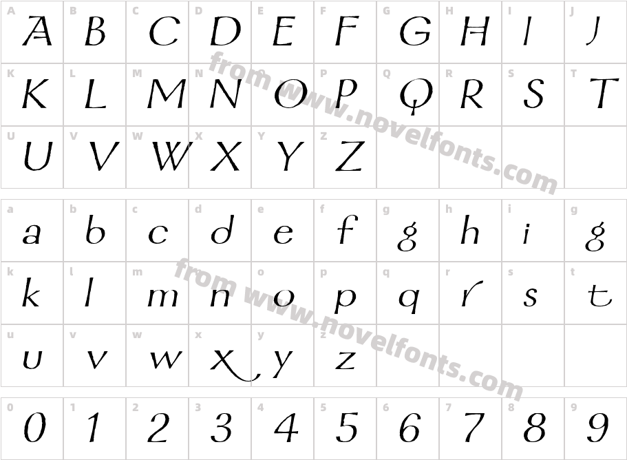 Mordred ItalicCharacter Map