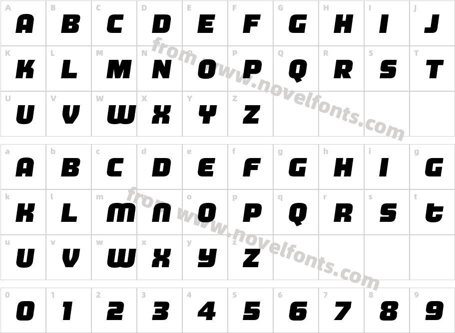 MorganBig-BlackItalicCharacter Map