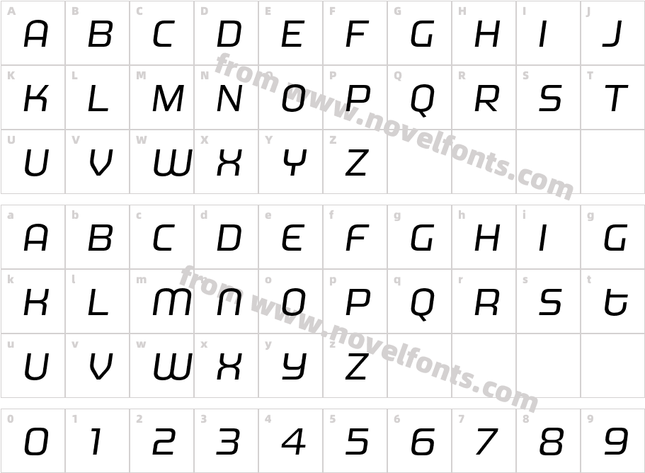 MorganBig-ItalicCharacter Map