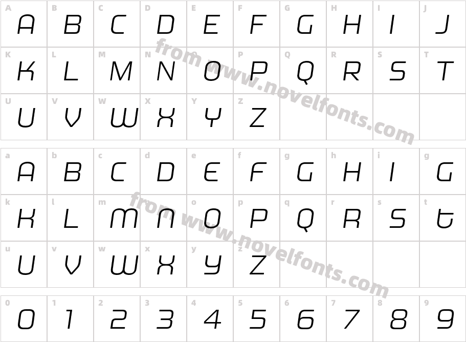 MorganBig-LightItalicCharacter Map