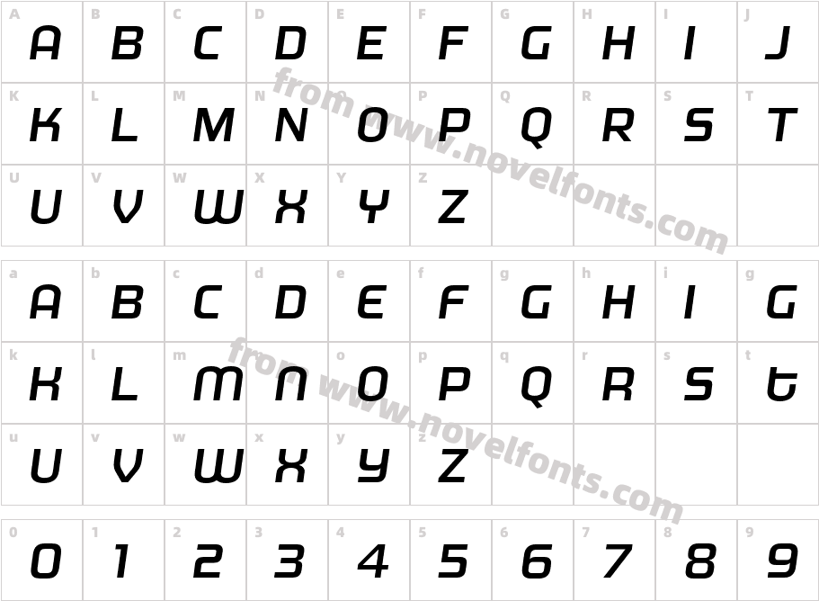 MorganBig-MediumItalicCharacter Map