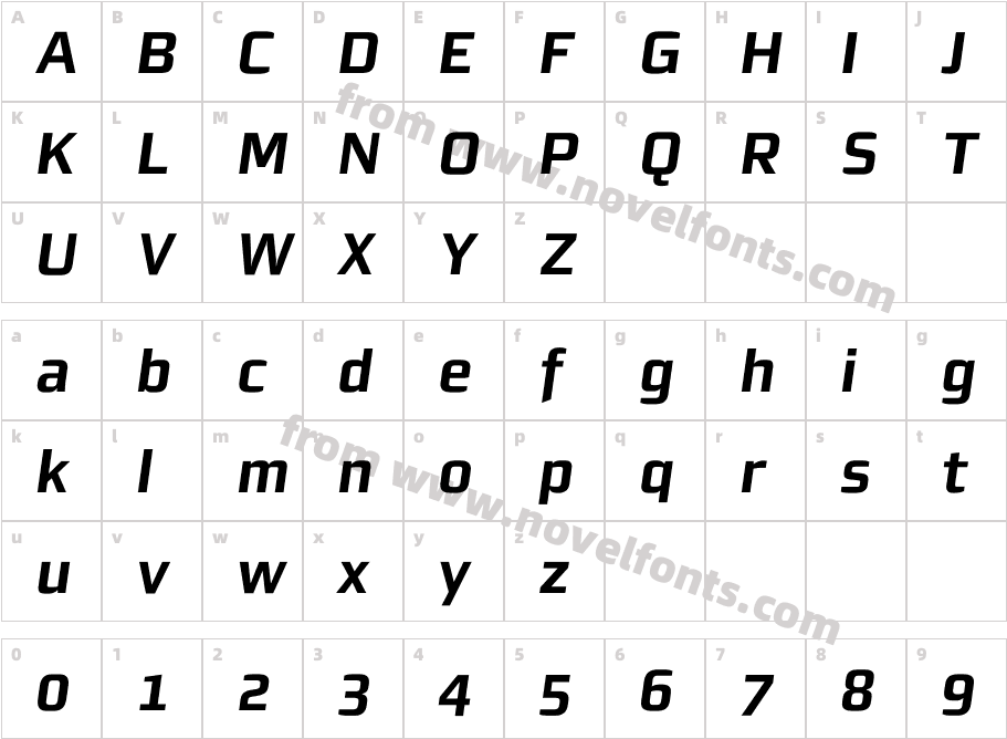 MorganSnOffice-BoldObliqueCharacter Map