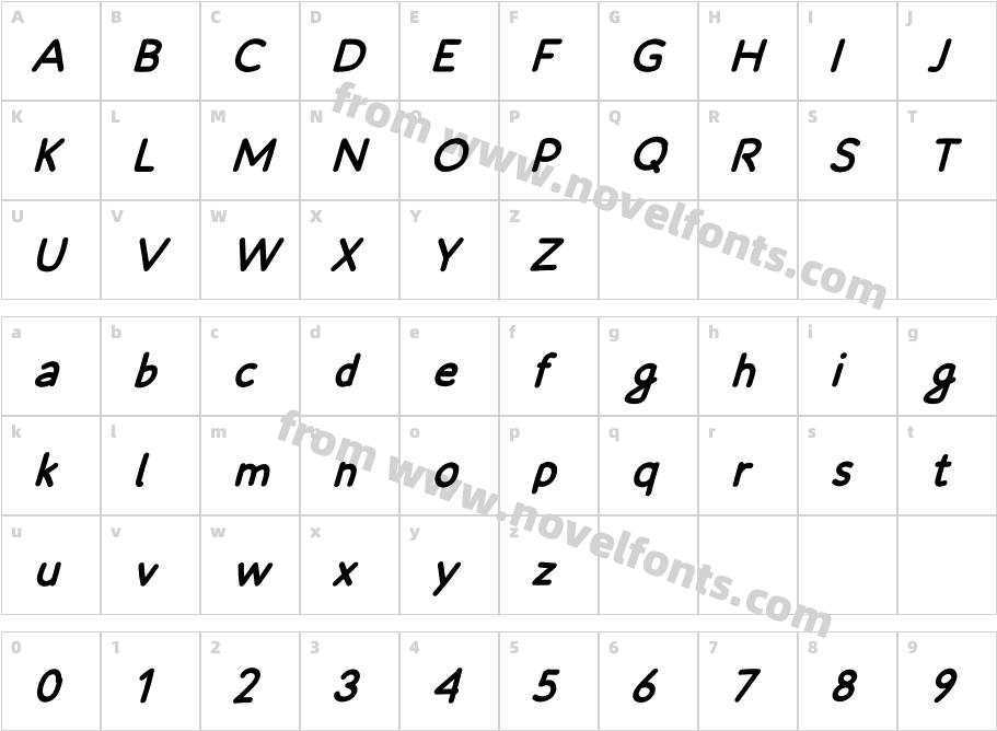 Morning Breeze ItalicCharacter Map