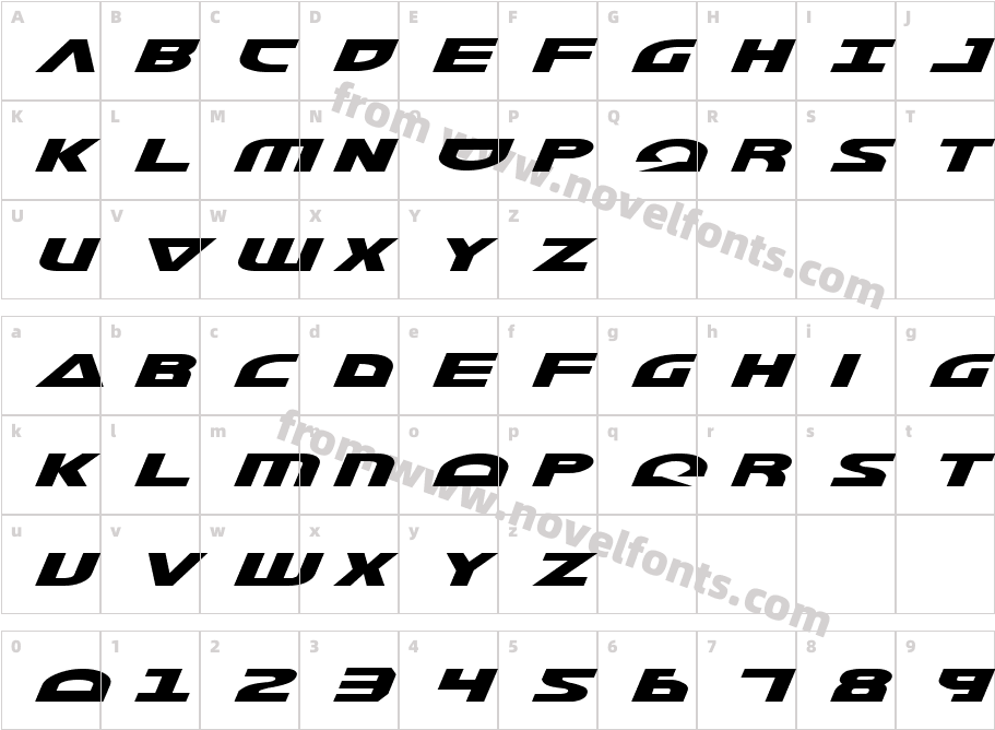 Morse NK ItalicCharacter Map