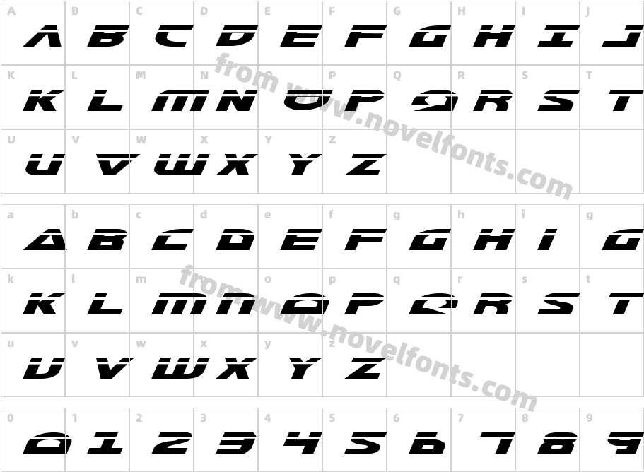 Morse NK Laser ItalicCharacter Map