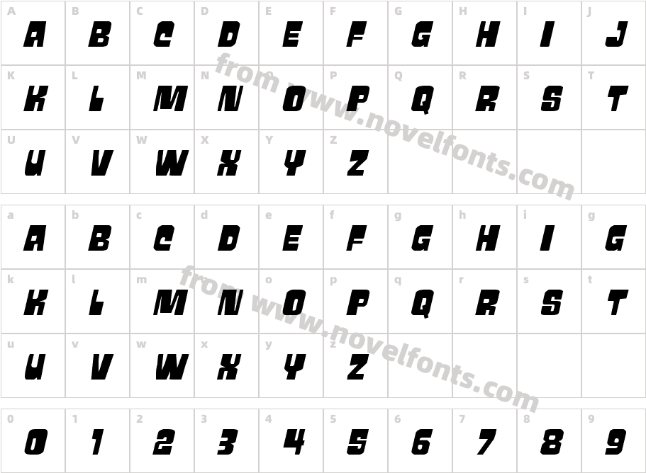 Movie Monster Expanded ItalicCharacter Map