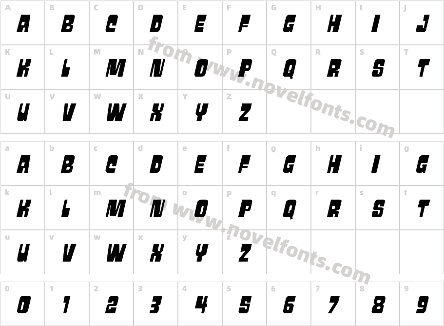 Movie Monster Spaced ItalicCharacter Map