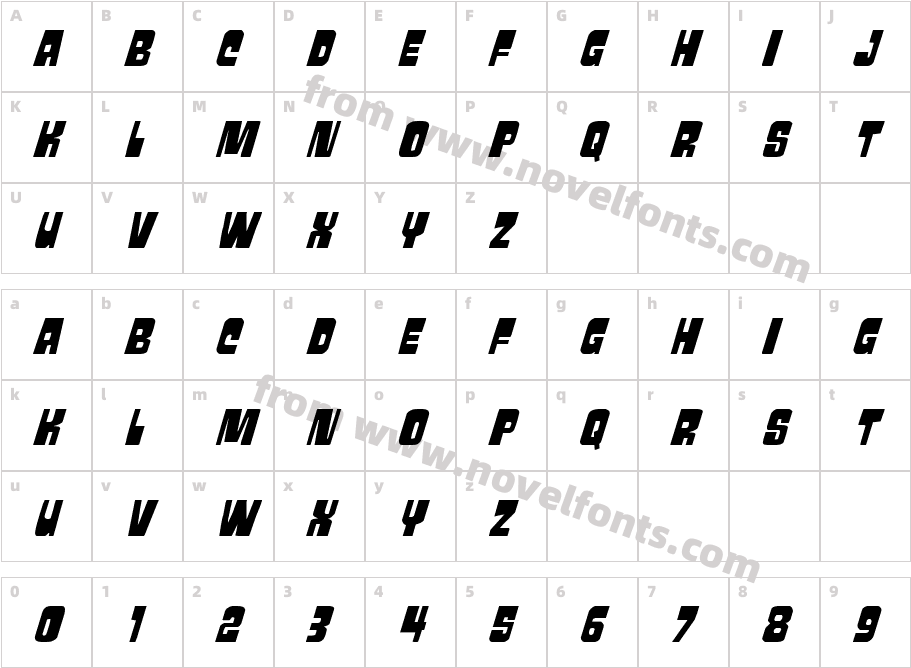 Movie Monster Super-ItalicCharacter Map